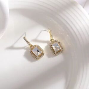 Elegant Gold and Silver Crystal Drop Earrings